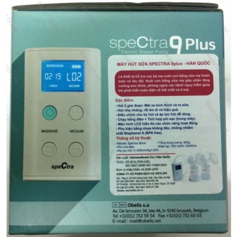 Máy hút sữa điện đôi cao cấp Spectra 9S / Spectra 9PLUS 9+ màn hình LCD - 9PLUS có tích pin sạc