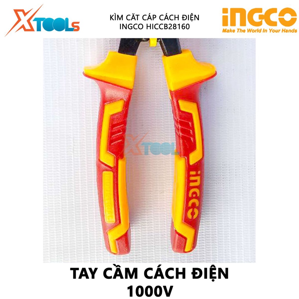 Kìm cắt cách điện INGCO HICCB28160 | kềm cách điện chiều dài kìm 6&quot; (160mm) tay cầm cách điện lên đến 1000V cắt, kẹp, tu