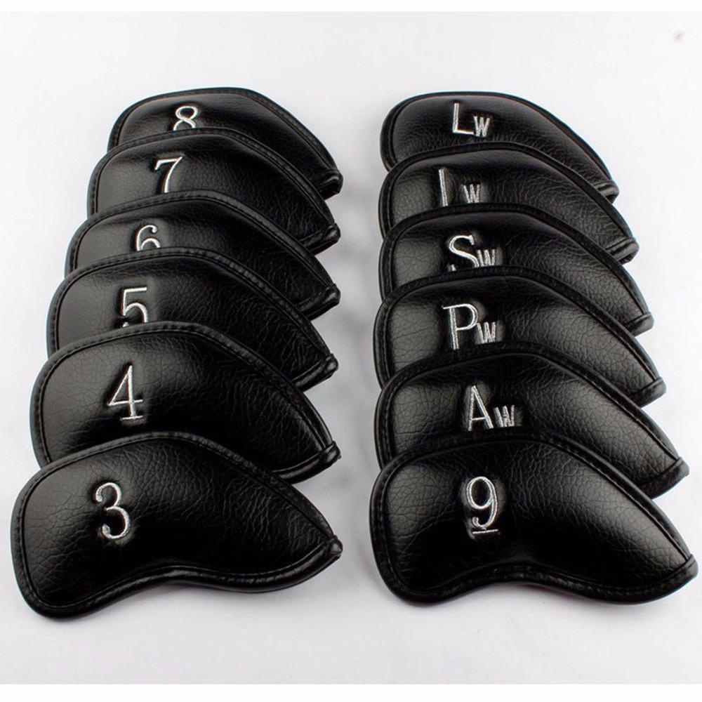 ELLSWORTH Set 12 Vỏ Bọc Bảo Vệ Đầu Gậy Đánh Golf Bằng Sắt Màu Đen