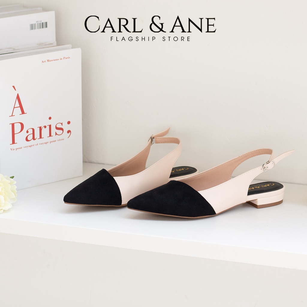 Carl & Ane - Giày cao gót mũi nhọn phối mũi thời trang công sở cao 1.5cm màu trắng- CL031