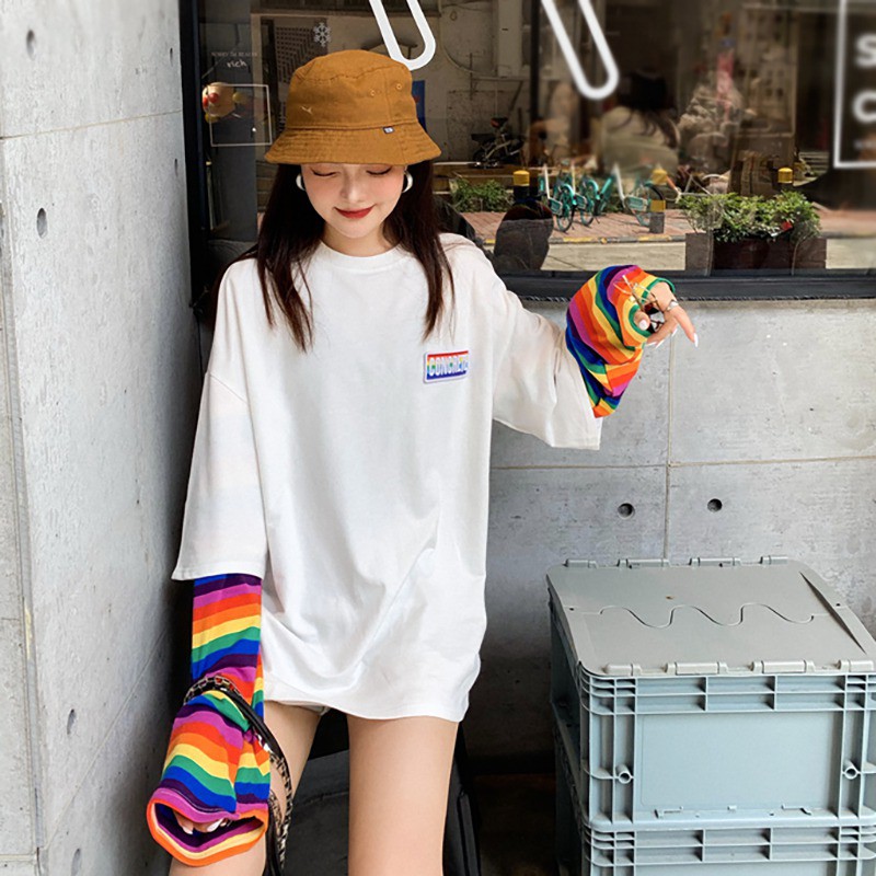 Women Loose Round Collar Stripes Print Loose Long Sleeve T-Shirt