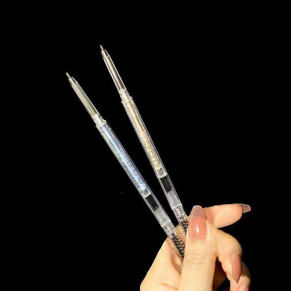 Bút Chì Kẻ Lông Mày Kèm Cọ Hai Đầu Màu Nâu / Đen Siêu Mảnh Chống Nước Chống Mồ Hôi Tự Nhiên