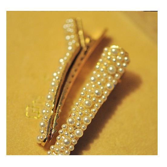 Kẹp Tóc Mỏ Vịt Bằng Hợp Kim Đính Đá Ngọc Trai Thời Trang Hàn Quốc