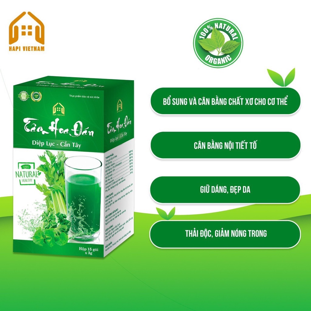 Tâm Hoa Đán diệp lục cần tây giúp đẹp da đẹp dáng giảm mỡ giảm mụn và tăng cường xinh lý