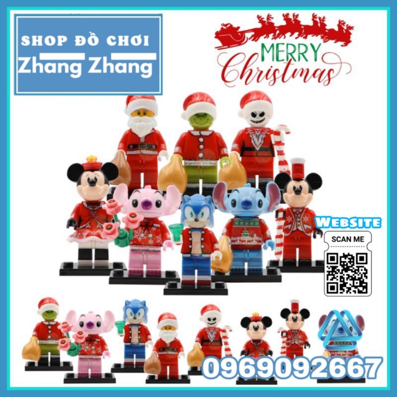 Đồ chơi Xếp hình Giáng sinh Merry Christmas Mickey - Minnie - Angel - Stitch - Sonic - Santa Claus Minifigures WM6076
