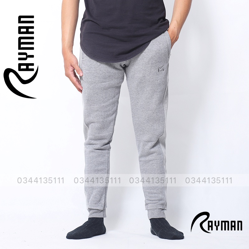 Quần Nam Jogger Thun Nỉ RAYMAN Quần Thun Dài Nam Màu Đen, Xám Chuột, Xám