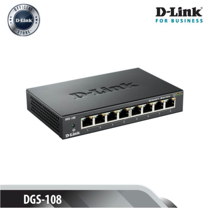 D-Link Gigabit Vỏ thép Bộ chia mạng Switch 8 cổng RJ45 Tăng tốc máy chủ - Thiết bị chuyển mạch D-LINK DGS-108