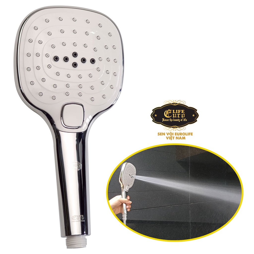 Tay sen cao cấp 5 chế độ chảy chất liệu nhựa ABS mạ Chrome Eurolife EL-H122  - CHỈ CÓ TAY SEN