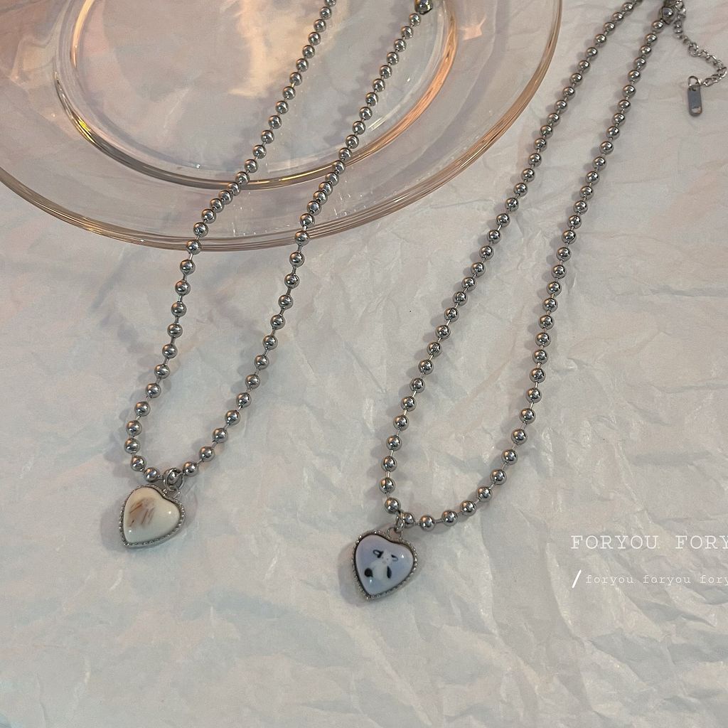 Vòng cổ Chuỗi Xích Mặt Hình Thỏ Màu Xanh Dương Đính Bóng Tròn Phong Cách Hàn Quốc Dễ Thương