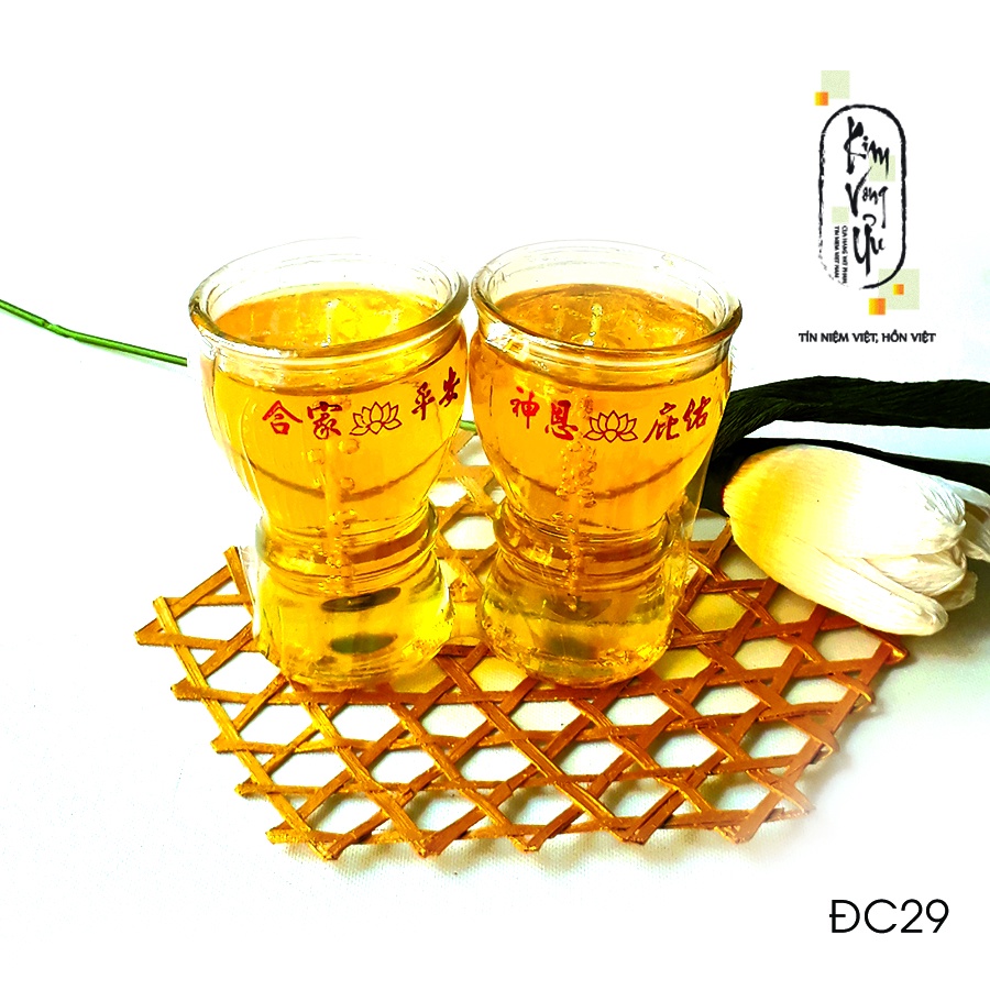 Đèn cầy ly cúng Đài Sen Vàng ĐC29  Kim Vong Uu cao 9.2 cm
