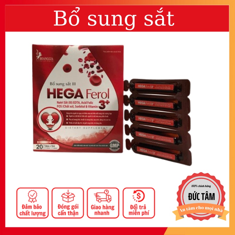 Viên Uống HEGA FEROL Bổ Sung Sắt 3 Hộp 20 ống x 10ml