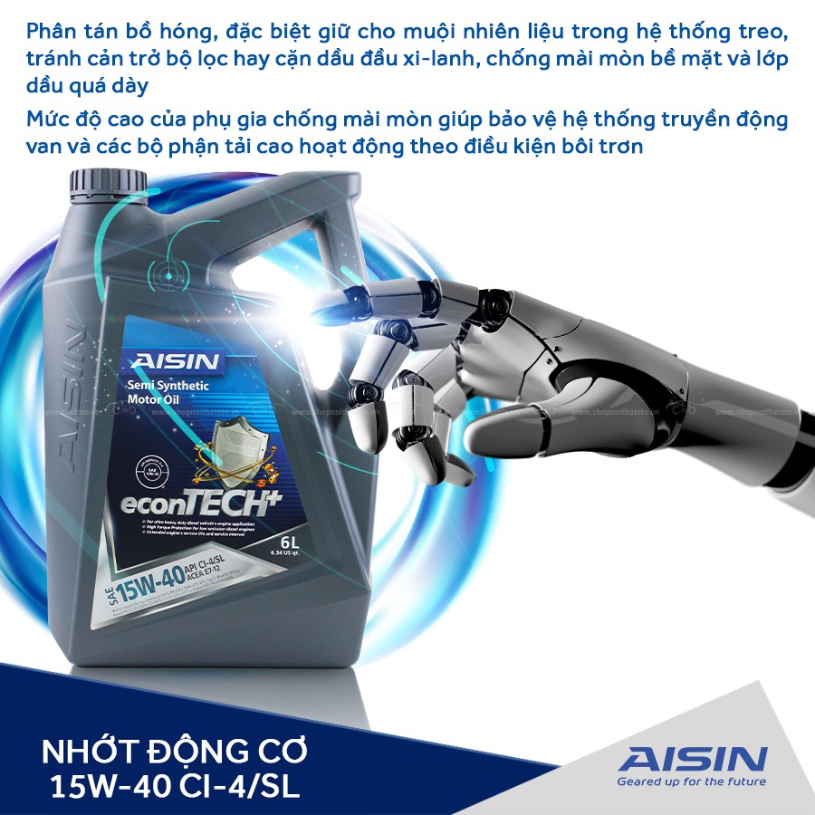 Nhớt Động Cơ AISIN ECSI1546P 15W-40 CI4 / SL Econtech+ Semi Synthetic 6L - Nhập Khẩu Chính Hãng