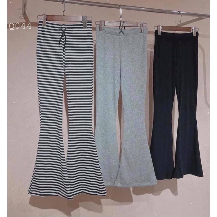 Quần ống loe cạp cao legging dáng dài, Quần legging nữ ống loe chất cotton co dãn
