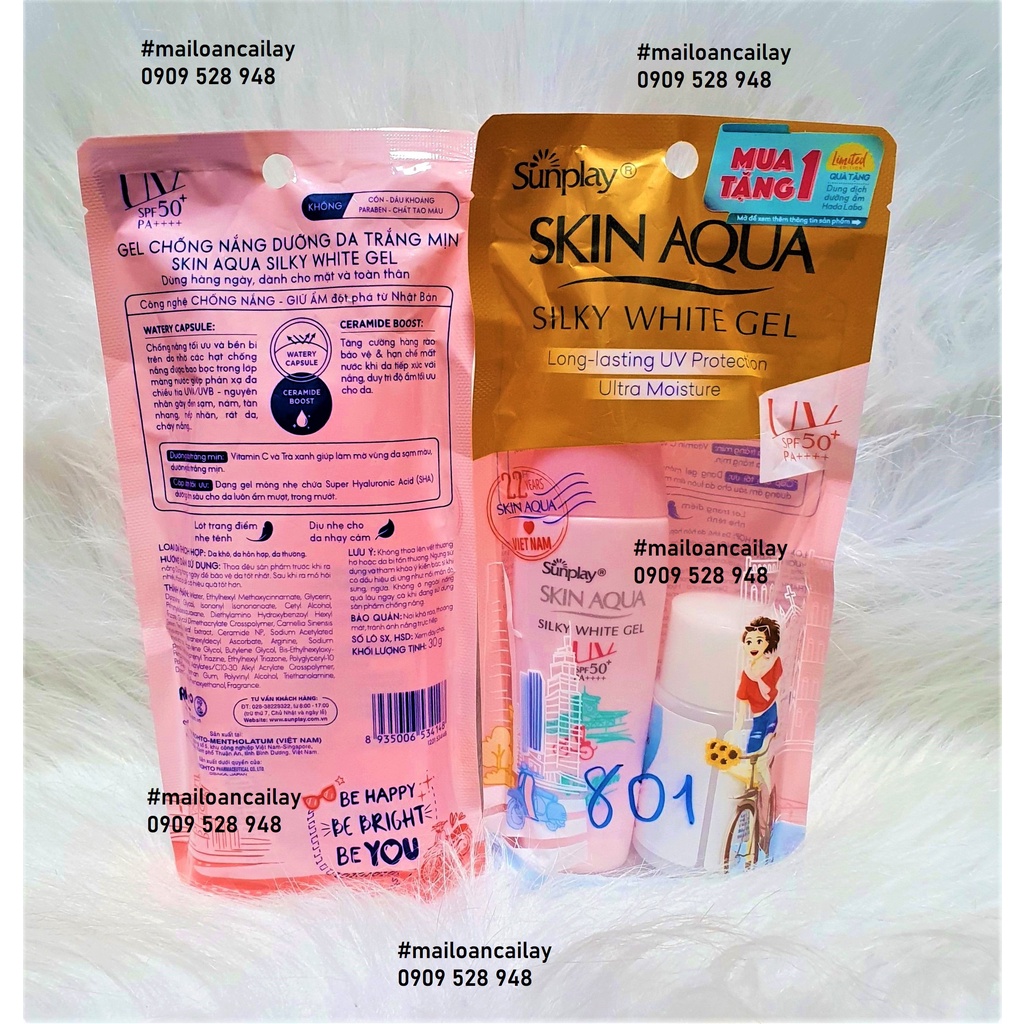 Sunplay Skin Aqua Silky White Gel SPF50+ Nắp Hồng
