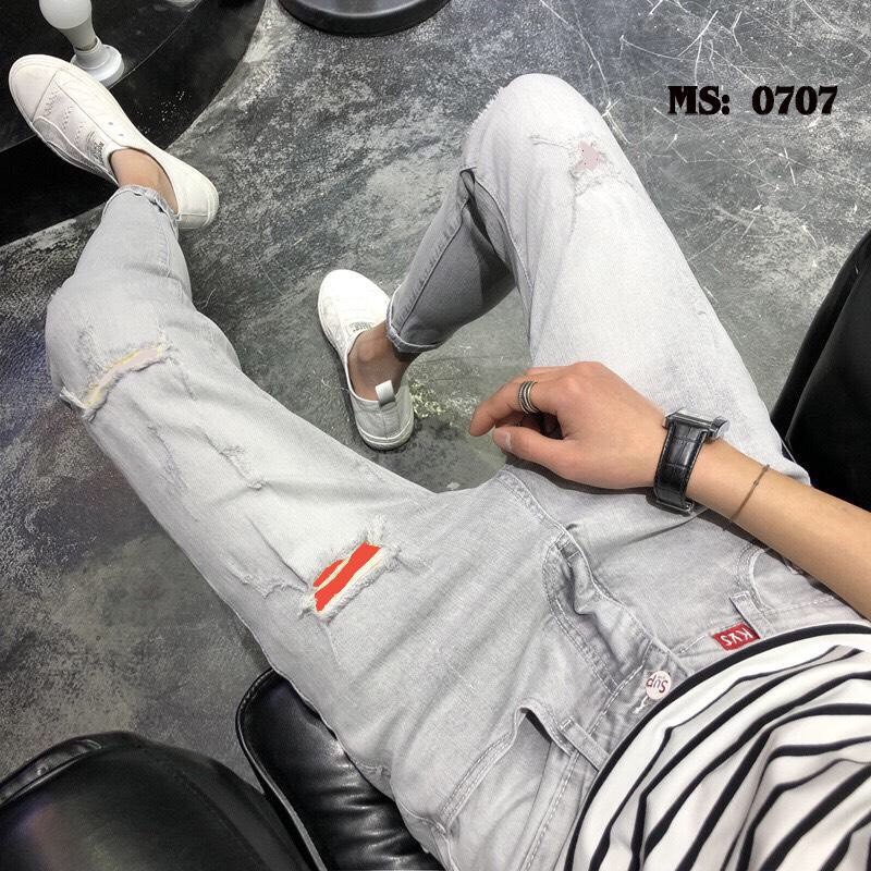 Quần jean nam rách gối mẫu mới - 0770