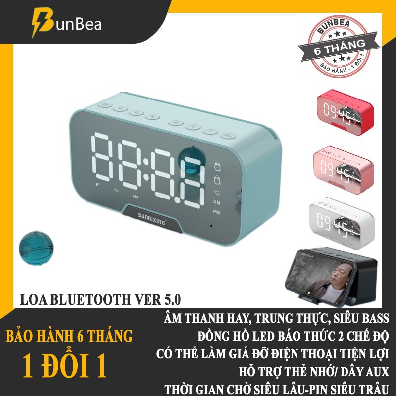 Loa bluetooth 3in1 loa bluetooth đồng hồ báo thức, nhiệt độ, loa âm thanh siêu hay, bass trầm ấm, pin trâu Có thể làm gư