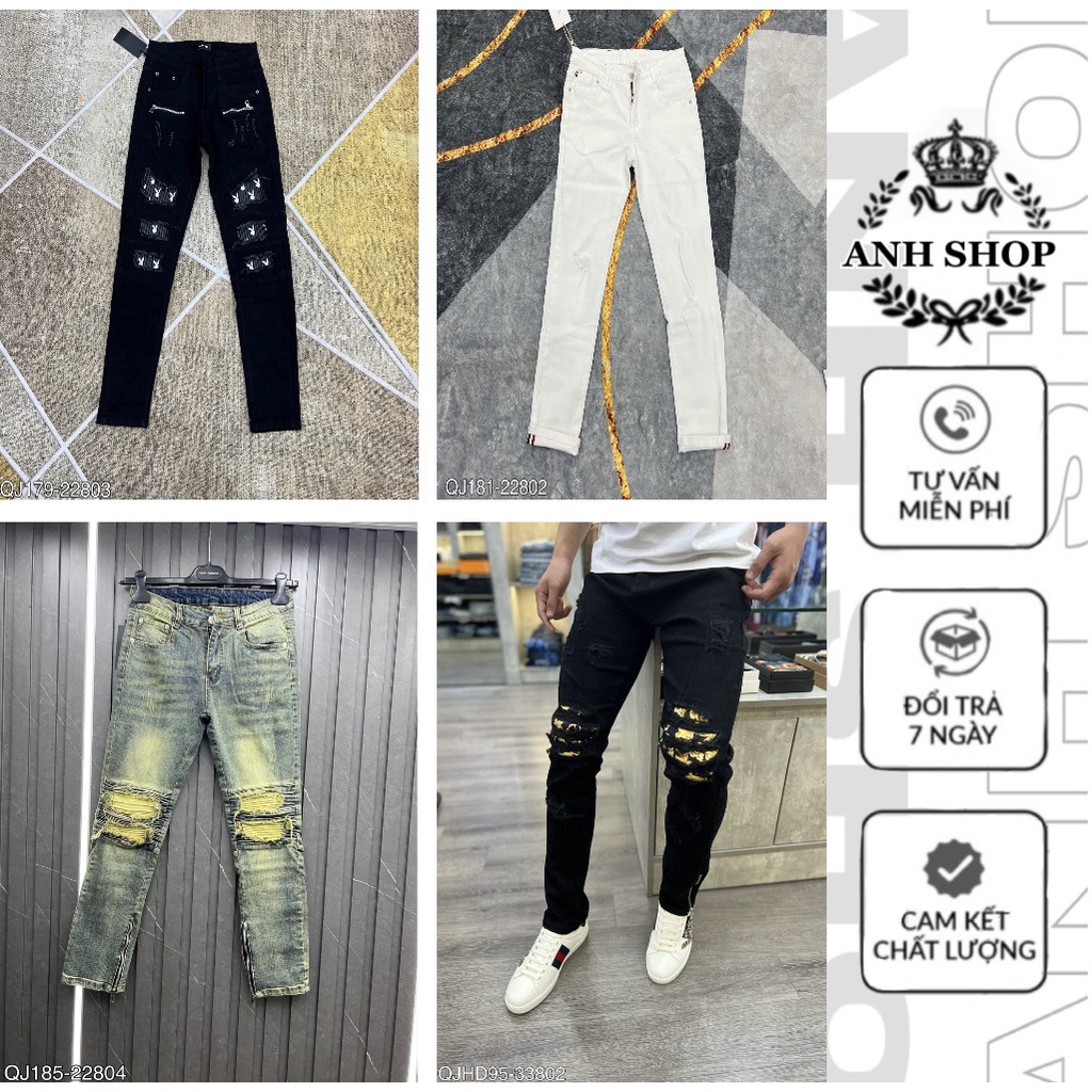 Quần Jean Nam Khóa Ríp 2 Bên - Vá Da Thỏ Siêu Đẹp