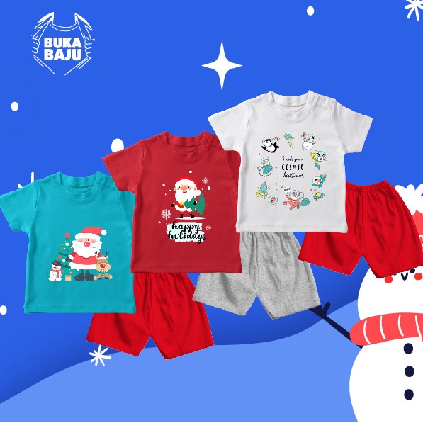 Bộ Đồ Giáng Sinh Vải Cotton Thiết Kế Xinh Xắn Cho Bé 6 Tháng-8 Tuổi
