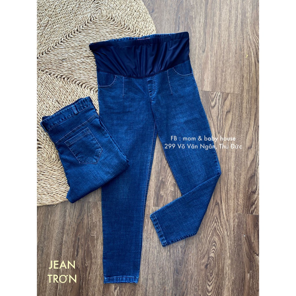 EVERMOM | Quần Baggy Jean bầu xanh trơn