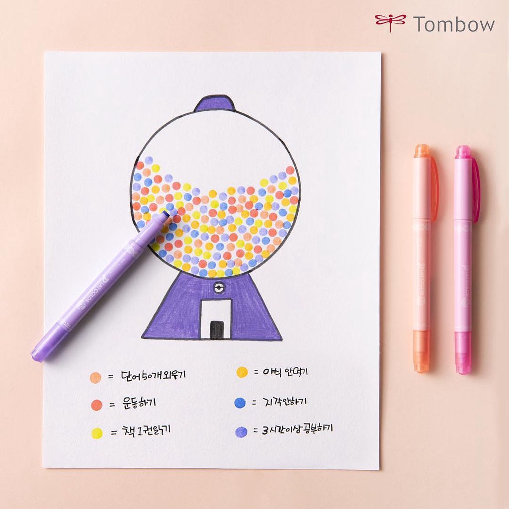 Bút Highlight Hai Đầu Play Color DOT Tombow Nhật Bản Cây Đầu To