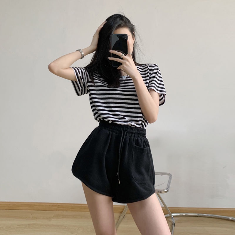 COZOK Quần Short Lưng Cao Ống Rộng Kiểu Hàn Quốc Dễ Phối Đồ