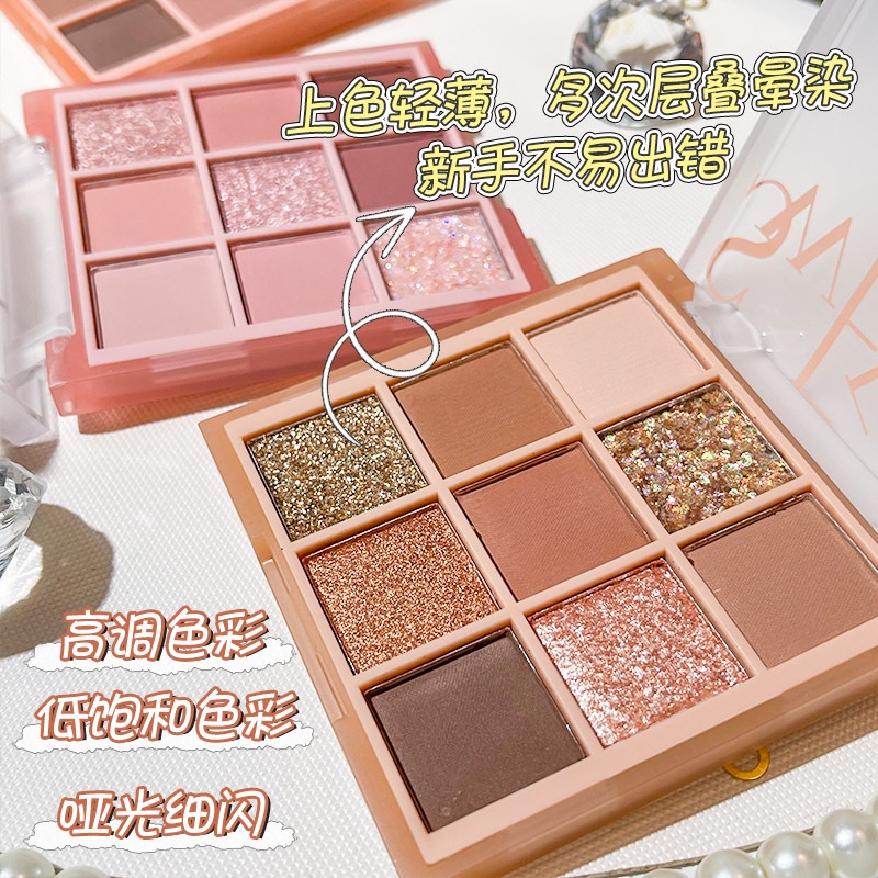 Bảng Phấn Mắt Chín Màu Sắc Long Lanh Ánh Ngọc Trai Trang Điểm Hàng Ngày Cho Học Sinh