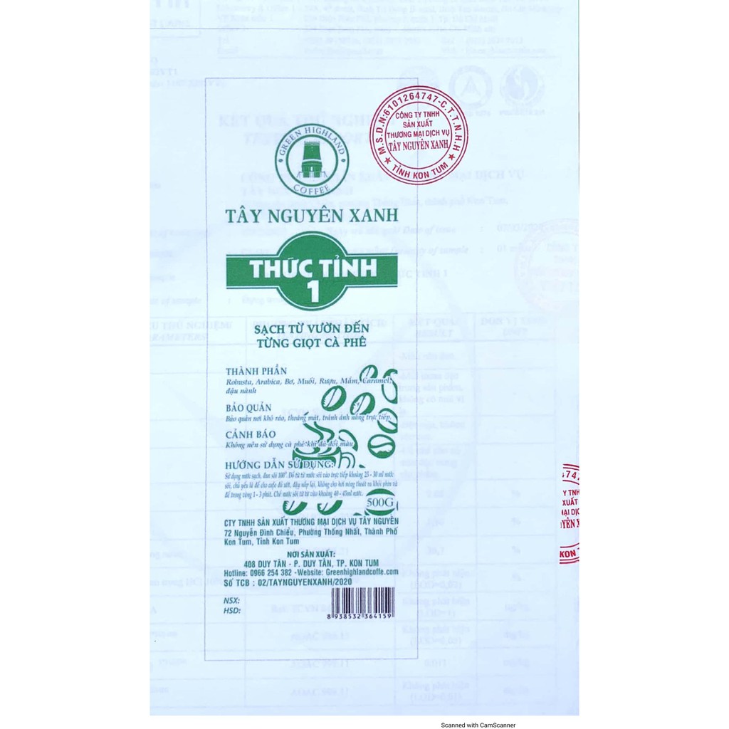 Cà phê rang xay sạch pha phin 500gr tây nguyên xanh ocop kon tum