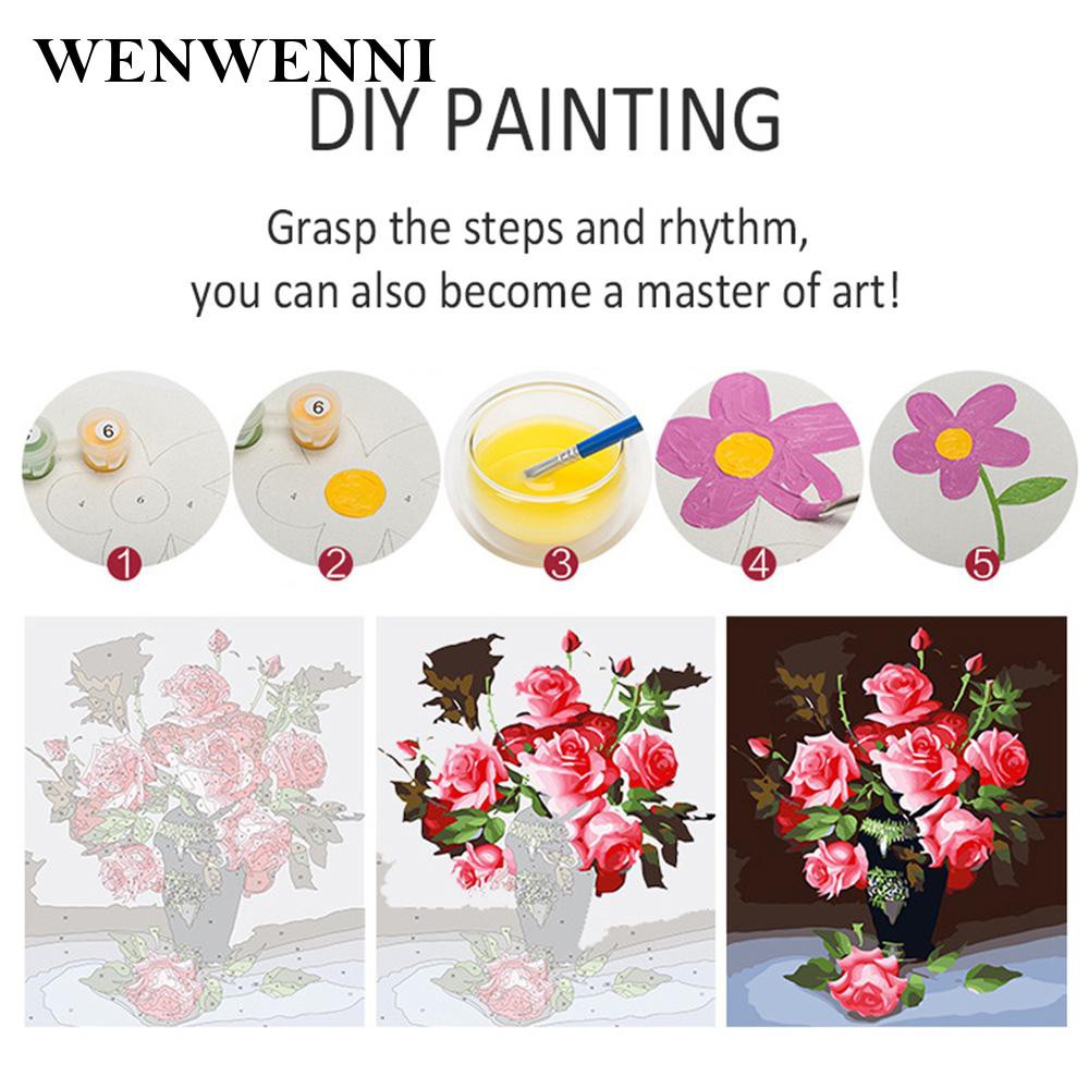 wenwenni Paint by Numbers Kit Charming Flowers For Home Decoration  40 x 50cm DIY DIY Oil Painting High quality