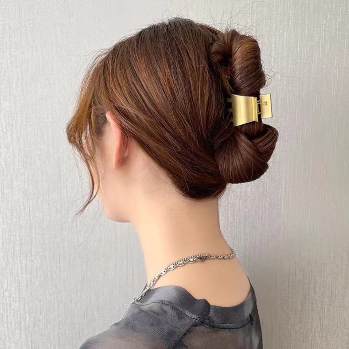 Kẹp búi tóc nữ sành điệu thiết kế mới - cặp tóc hình học bằng kim loại cao cấp đa năng