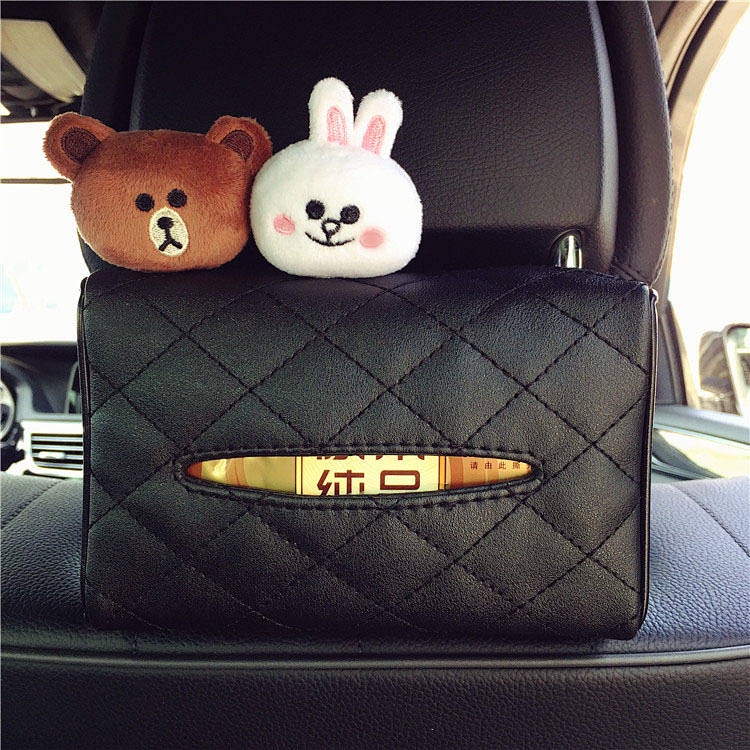 Korean Creative Car Seat Back Sunshade Cute Paper Extraction Box Multi-Functional Hanging Car Fixed Car Tissue Box Auto department store supplies