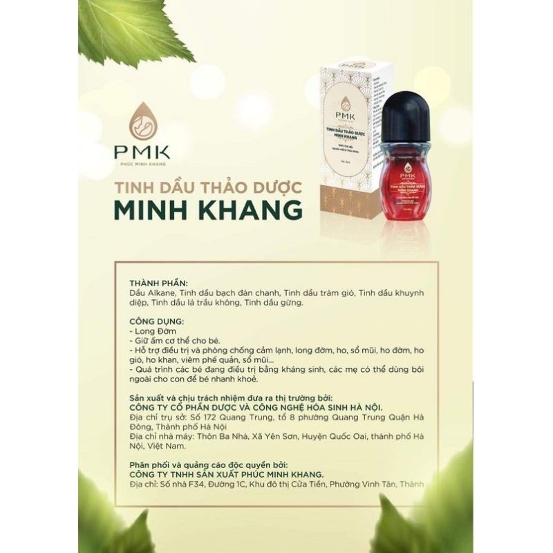 (new 2021)Tinh dầu thảo dược Minh Khang – Hết ho, long đờm, sổ mũi [Chỉ 1 chai duy nhất.]