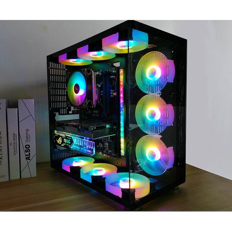 [Mã ELFLASH5 giảm 20K đơn 50K] Quạt tản nhiệt, Fan Case Coolmoon Y1 RGB (Bộ 2-10 Fan + Hub Remote)