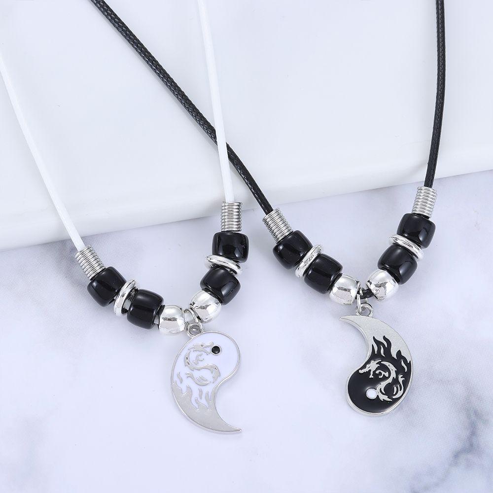 NIUYOU Vòng Tay Dây Bện Phối Mặt Âm Dương Thời Trang Cho Cặp Đôi