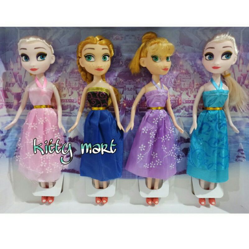 Bộ 4 Búp Bê Barbie Hình Công Chúa Elsa Anna Trong Phim Frozen