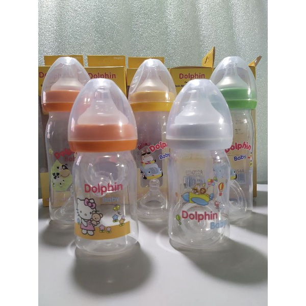 Bình sữa nhựa cổ rộng Dolphin 160ml/ 240ml.
