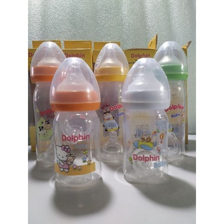 Bình sữa nhựa cổ rộng Dolphin 160ml/ 240ml.