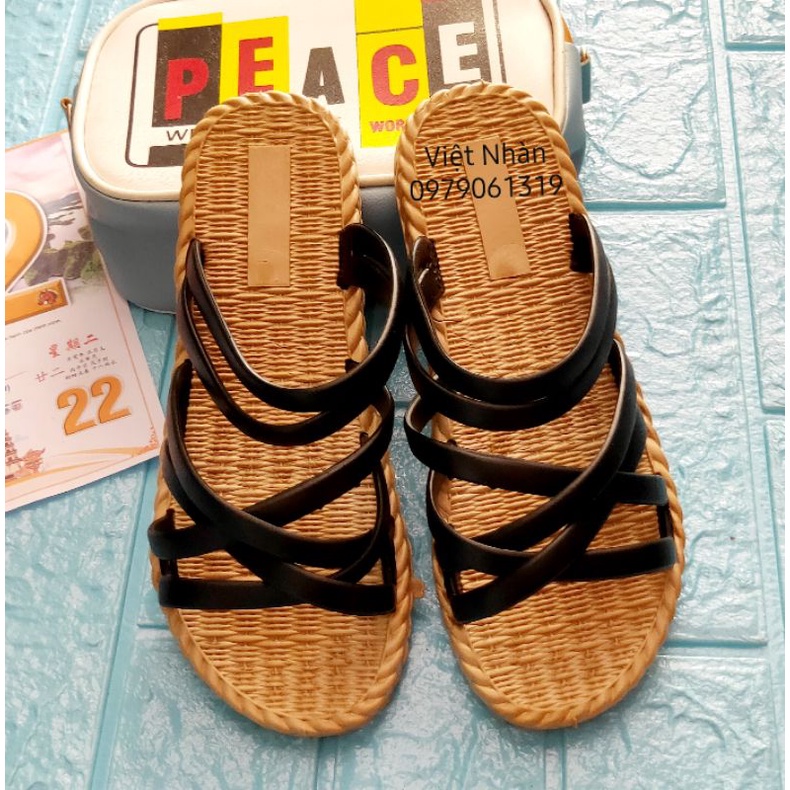 Dép sandal dép nhựa nữ đế cói siêu êm chân