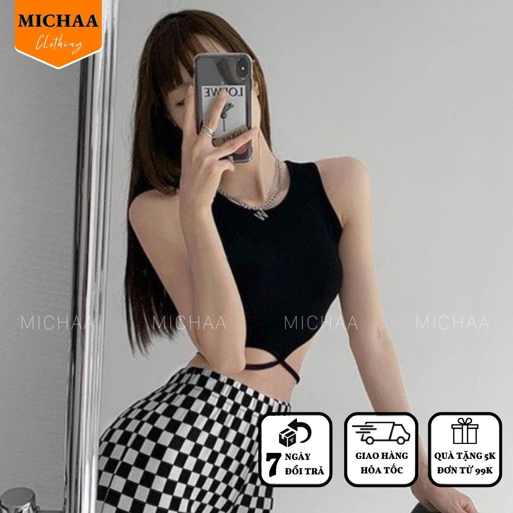 Áo Croptop Ba Lỗ DÂY QUẤN BỤNG Nữ Thun Gân Kiểu Ôm Body Sexy Ulzzang - MICHAA