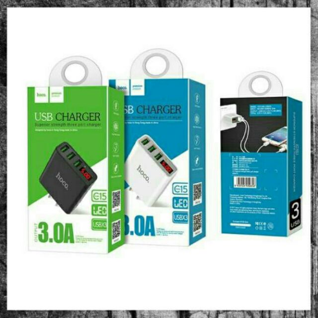 CỐC SẠC NHANH HOCO C15 -3 CỔNG