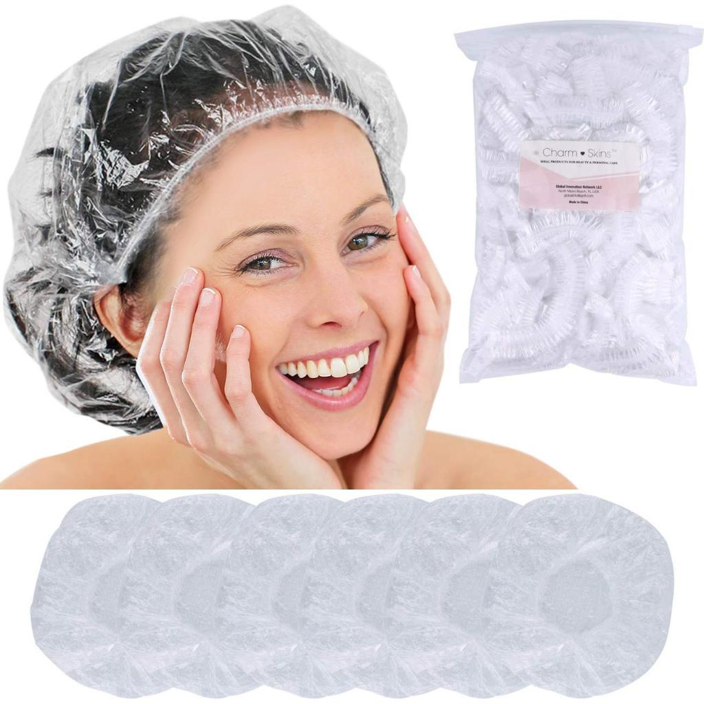 Bath Cap 100pcs Disposable Transparent Waterproof PE Plastic Shower Cap