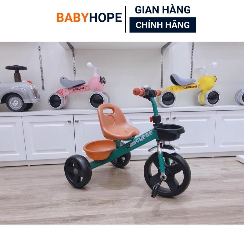 Xe Đạp Trẻ Em, Xe ba 3 bánh cho bé khung thép, còi BABYHOPE mẫu mới nhất 2022