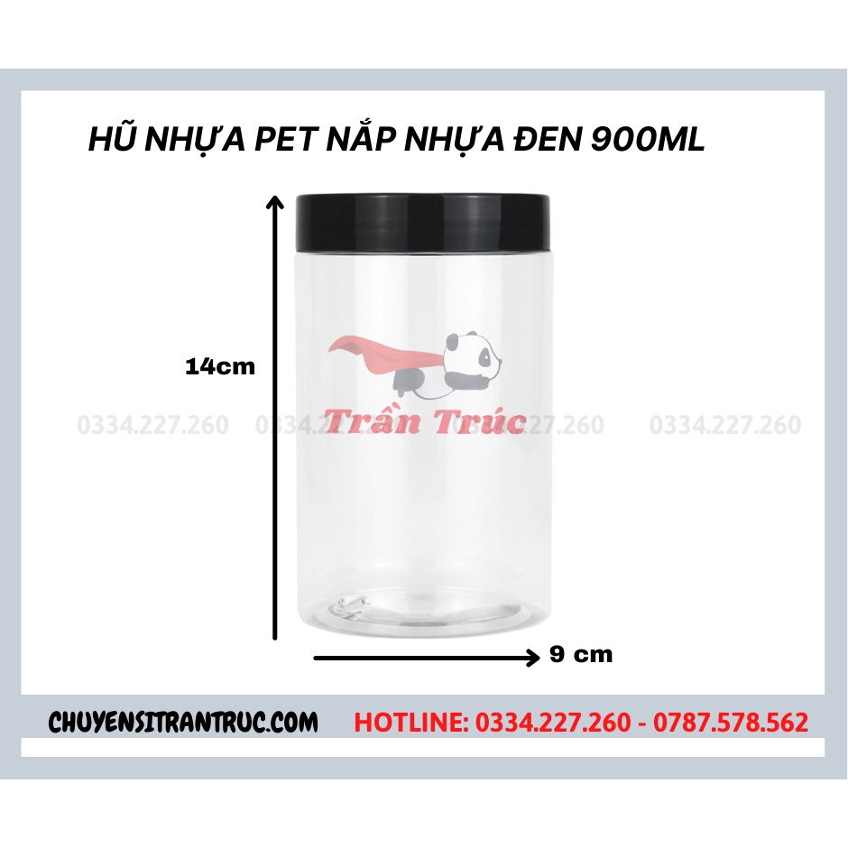 [GIÁ XƯỞNG] Hủ Nhựa Pet Nắp Nhựa Đen Chất Lượng Size 250ml đến 1500ml