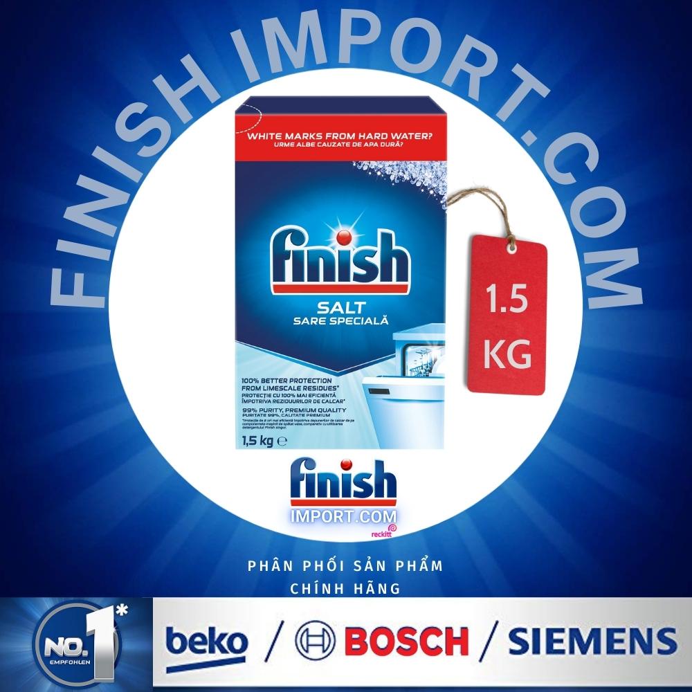 Hộp 1,5kg muối rửa chén Finish Salt ( Hỗ trợ làm mềm nước cho tất cả các loại máy rửa chén gia đình Châu Âu).