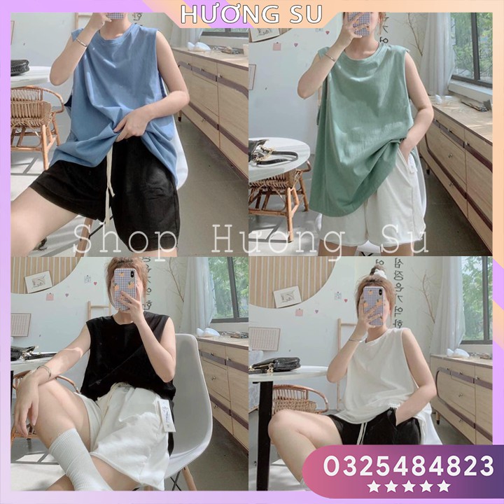 Bộ tank top trơn 3 lỗ cotton cho nữ Hương Su (PVN1993)