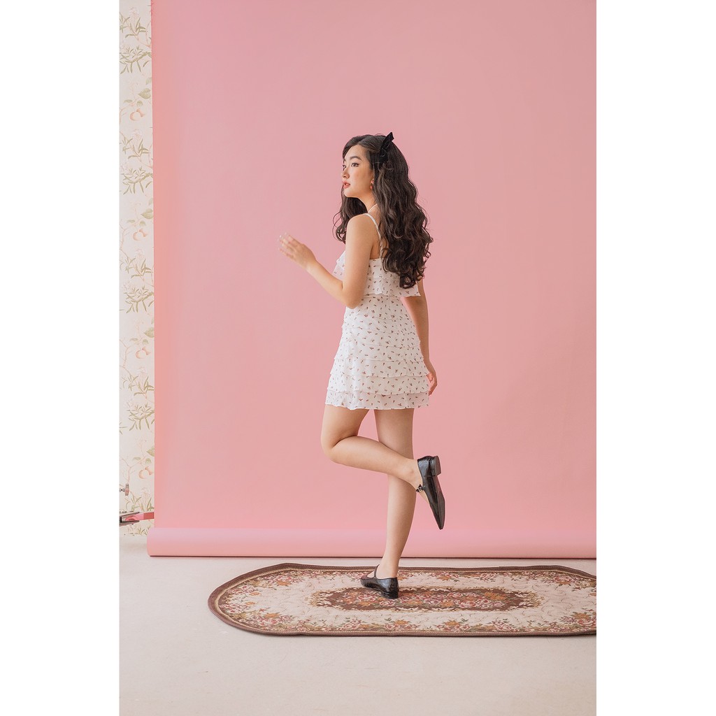 [Mã SKAMFA06 giảm 10% tối đa 50K đơn 0Đ] Naked By V - Váy mini hoa nhí chiffon CupCake Dress (Trắng) | BigBuy360 - bigbuy360.vn