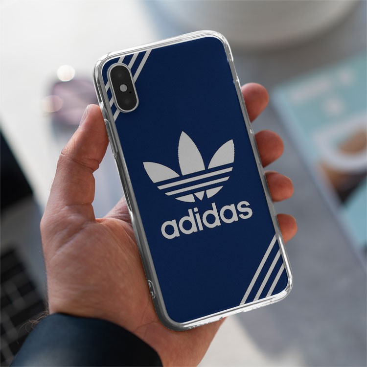 Ốp lưng logo ADIDAS trắng xanh 3 sọc ghi cho Iphone 5 6 7 8 Plus 11 12 Pro Max X Xr ADIPOD00094