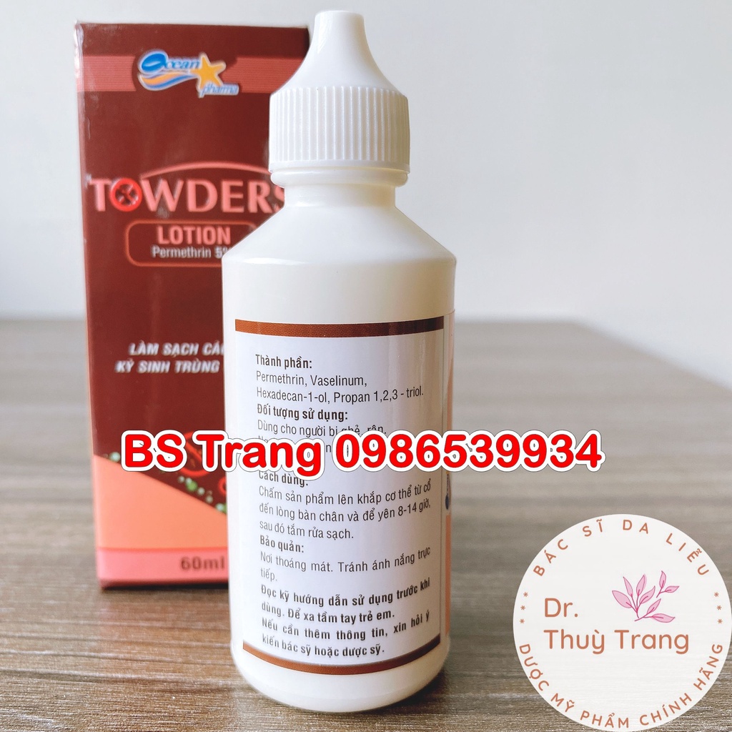 ✅  TOWDERS LOTION - Dung dịch loại sạch ghẻ, rận và các loại ký sinh trùng  60ml TOWDER lotion