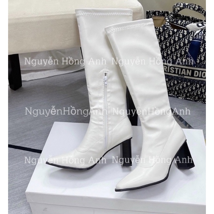 bốt gối (boot đùi) siêu ôm da lì trơn- khoá gót 7p (full hộp) mã 249