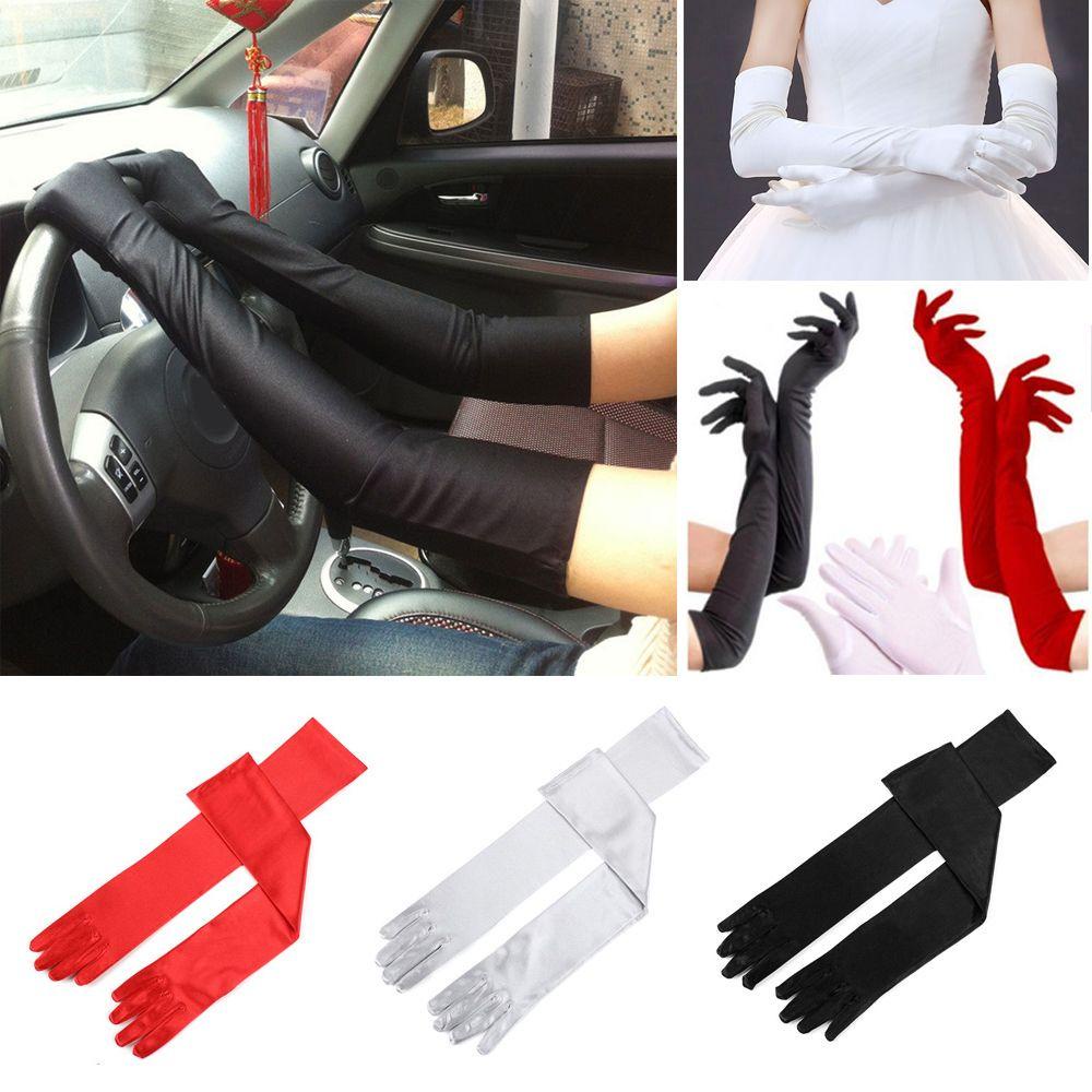 Găng Tay Cô Dâu Dài Vải Satin Thời Trang MIHAN1