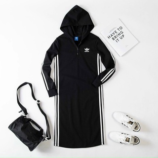 Váy Das umi Hàn khóa cổ đầm dài tay có mũ nỉ umi DVAY02